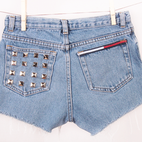 Tommy Hilfiger denim silver studded high waist shorts