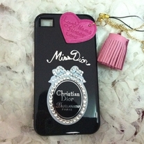 New Bling Crystal Sparkle Black Miss Dior iPhone 4/4S Case