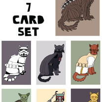 Cat dressed as Star Wars Blank (no text) 7 card set