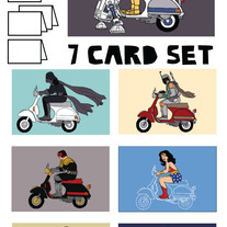 On Vespas Blank (no text) 7 card set