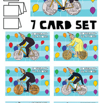 Coin wheeled bikes Congrats 7 card set
