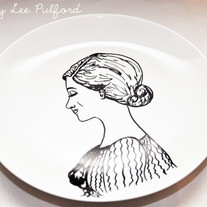  Hand Painted Vintage Plate, Fashion Illustration, She Knows