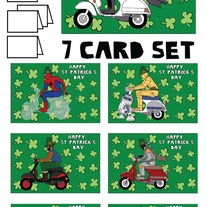 On Vespas St patricks 7 card set
