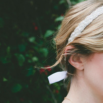 Beaded and Pearl Bridal Tie Headband or Halo