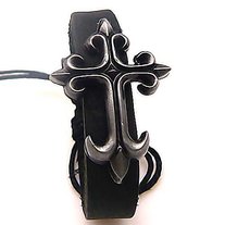 Black adjustable cross bracelet