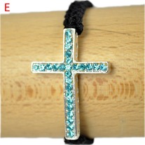 Blue sideways cross bracelet