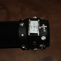 Black Wrap Cross Watch