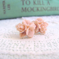 Pale Dusty Pink Flower Cluster Earrings