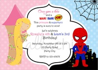 Rapunzel and spiderman printable - twin/joint birthday party