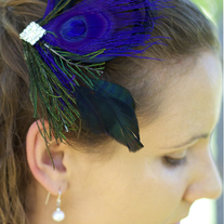 Violet Peacock Fascinator with Rhinestone Center - Thumbnail 1