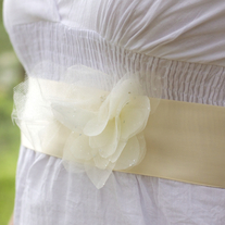 Bridal Sash with Organza and Tulle Flowers  - Thumbnail 2