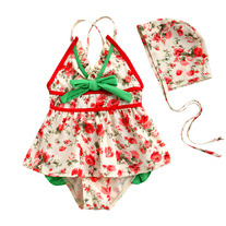 Shabby Chic Floral Vintage Inspired Baby Toddler Girl Swimsuit Swimwear 