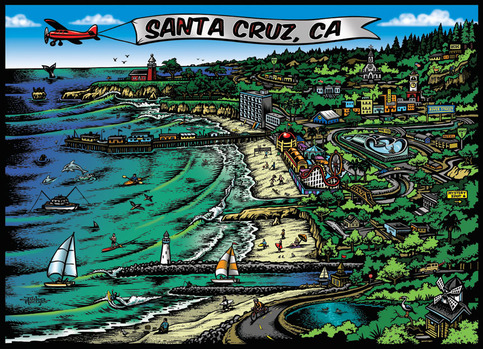 Santa Cruz map 18x24 poster · Jimbo Phillips webstore · Online Store ...