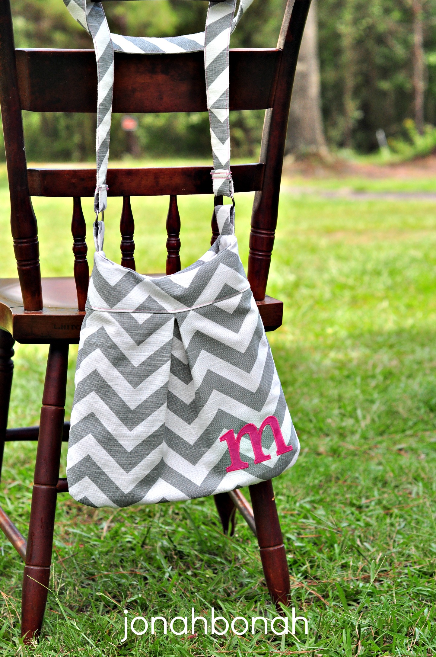 hot pink and grey chevron {cross body bag} on Storenvy