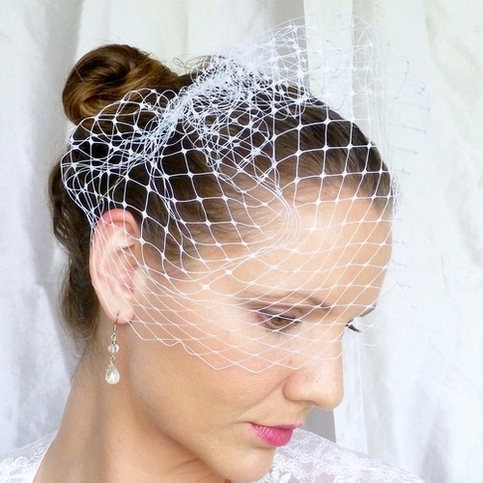 White 12 inch Merry Widow Veil