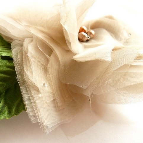 Lovely Flower Taupe Organza Headpiece