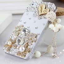 New Bling Crystal Wooden Heart Tassel iPhone 4/4S Case