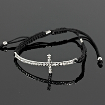 Cross adjustable bracelet black