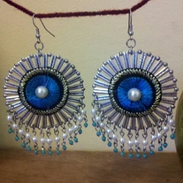 Turquoise and Silver Circle Earrings