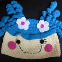 LalaLoopsy Doll Character Girls Crochet Winter Hat Cap Beanie Blue Hair Fluff N Stuff
