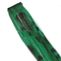 ♥ SCENE,EMO GREEN & BLACK SKULL PRINT CLIP-IN HAIR EXTENSIONS ♥