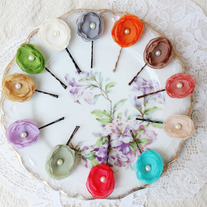 Set of Three Chiffon Flower Bobby Pins - 12 Color Choices