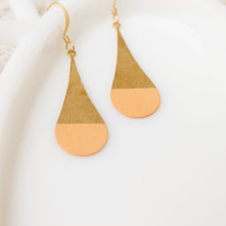 Peach Round Color Dipped Brass Earrings
