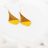 Golden Yellow Color Dipped Brass Dangle Earrings