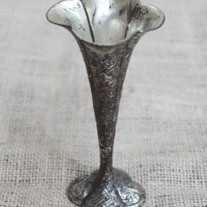 Vintage Embossed Metal Bud Vase, Japan