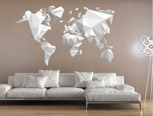 origami world map wall sticker decal