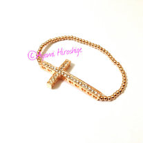 Rose Gold Sparkly Cross with Rose Gold Filled Beads