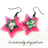 Pink star earrings