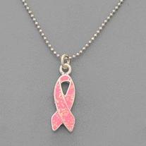 Sparkly Pink Ribbon Necklace