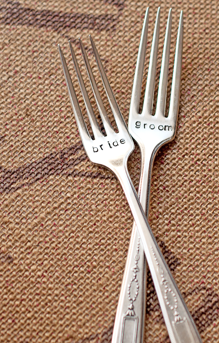 Set of 2 "bride" "groom". Wedding Cake forks on Storenvy