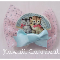 Ribbon Kitty bow 2 way clip