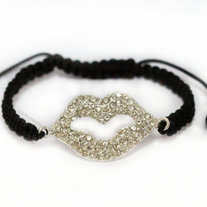 Glitter Lips Bracelet - Silver