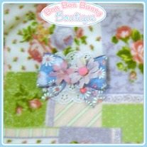 Blue & Pink Daisy Bow