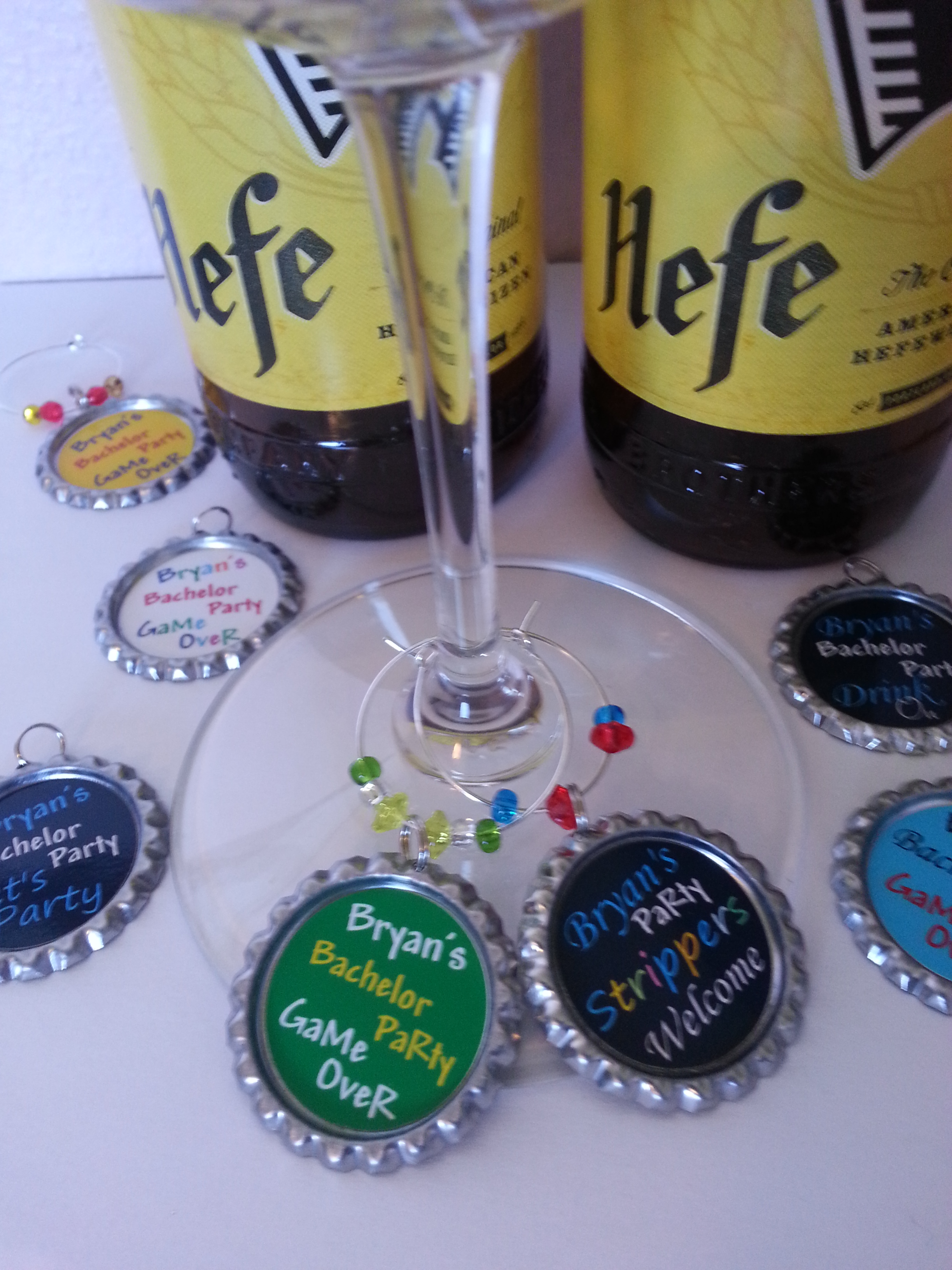 12 Personalized Bachelor Party Favors, wine and solo cup charms on Storenvy