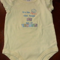 BABY ESSENTIALS YELLOW ONESIE-SIZE 9 MONTHS