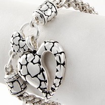 Brighton Inspired Pebble Heart Charm Silver Bracelet