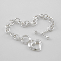 Tiffany Inspired Large Silver Link Charm Bracelet with Floating Heart