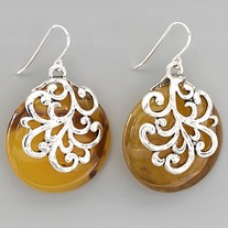 John Wind Inspired Tortoise Coin Silver Filigree Earrings