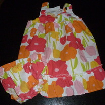 GIRLS FLOWER DRESS WITH BLOOMERS-LILYBIRD-SIZE 12 MONTHS