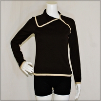 Dark Brown Button Collar Sweater