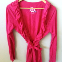 Eco-Friendly Ruffle front Pink Cardigan