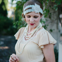 The Cate - Soft Mint Lace and Sparkling Flower Tie Headband