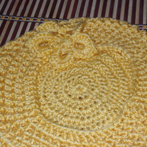 Sunshine Yellow Crocheted Tam w/ Flower
