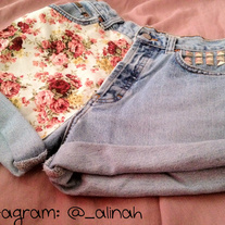 Floral Studded High Waisted Shorts