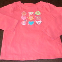 Pink LS Shirt with Flowers/Hearts-Okie Dokie Size 5T