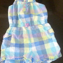 Pastel Plaid Romper-Osh Kosh Size 5T